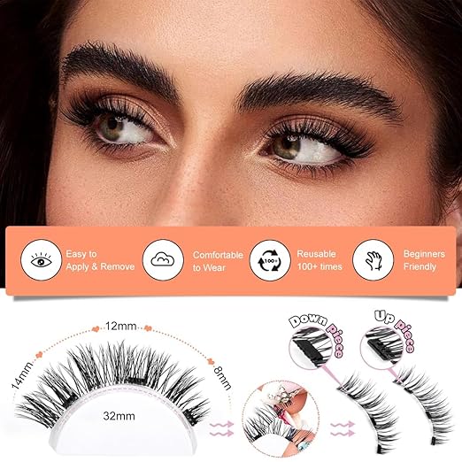 Magnetic Eyelashes without Eyeliner Natural Reusable Magnetic Lashes Kit