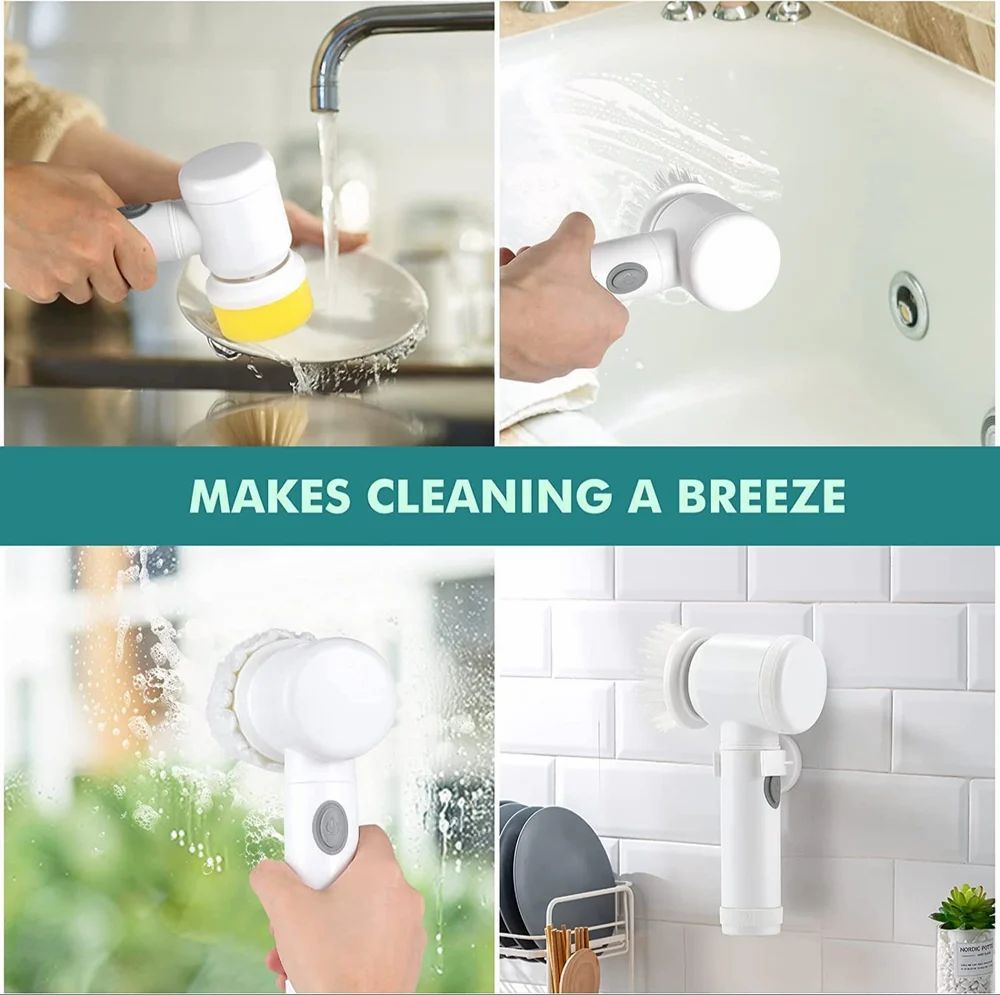 5in1 Home Kitchen Electric Cleaning Brush, Electric Spin Scrubber
