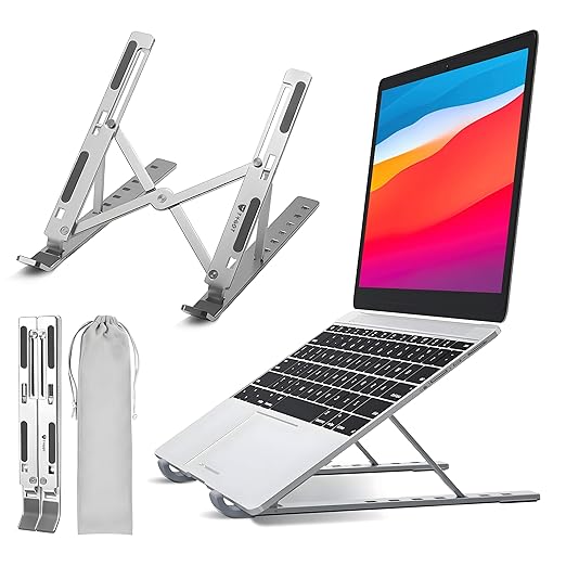 6 Angles Adjustable Aluminum Ergonomic Foldable Portable Tabletop Laptop/Desktop Riser Stand Holder
